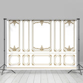 Aperturee - White Golden Pattern Elegant Retro Wall Backdrop
